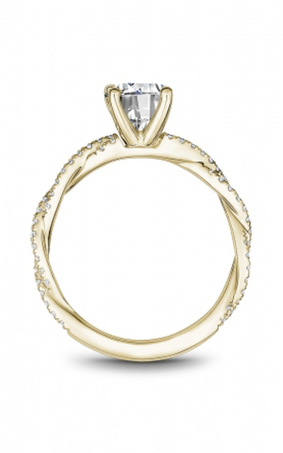 18K Yellow Gold Sidestone Round Engagement Ring