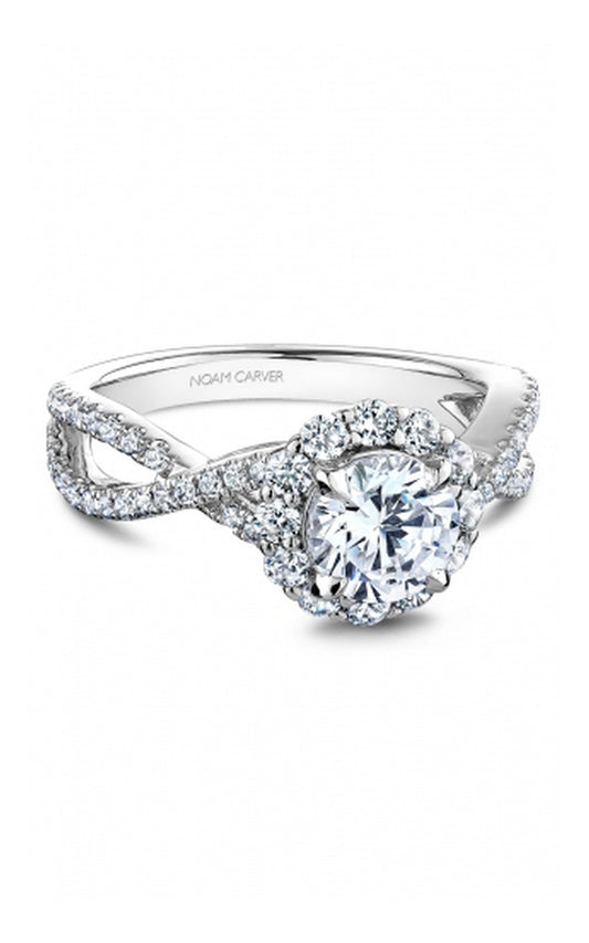 18K White Gold Halo Round Engagement Ring
