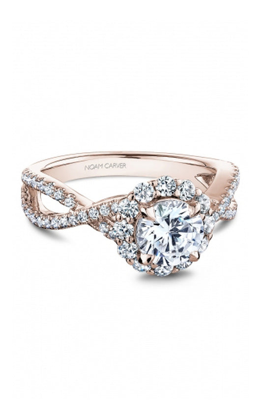 18K Rose Gold Halo Round Engagement Ring