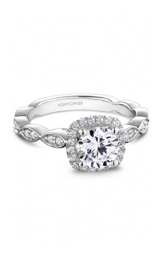 18K White Gold Halo Round Engagement Ring
