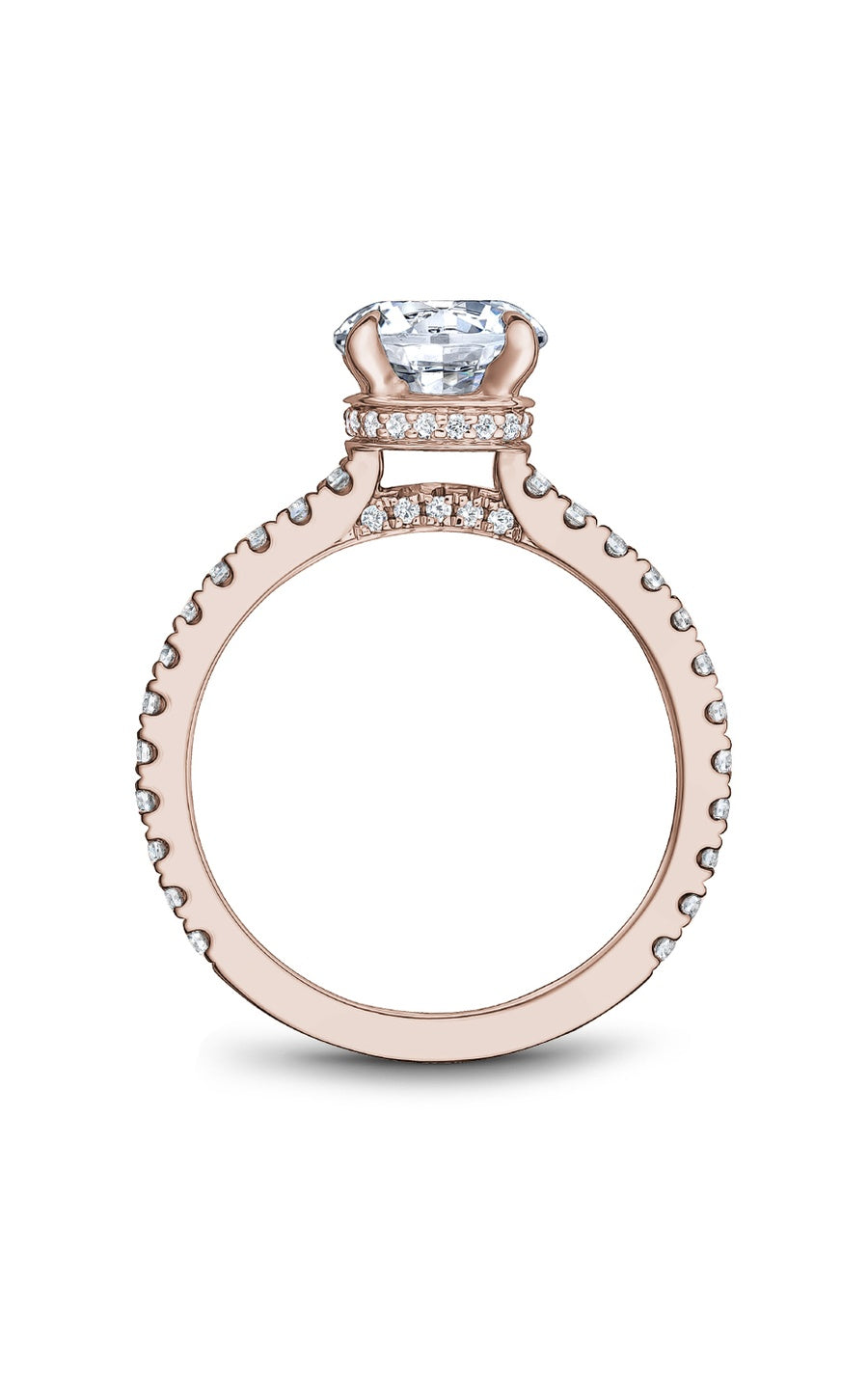 14K Rose Gold Sidestone Round Engagement Ring