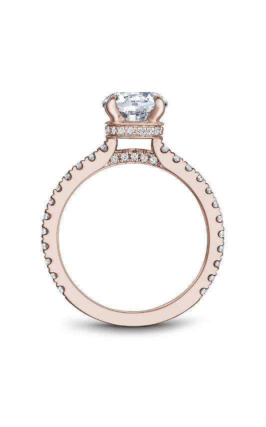 14K Rose Gold Sidestone Round Engagement Ring