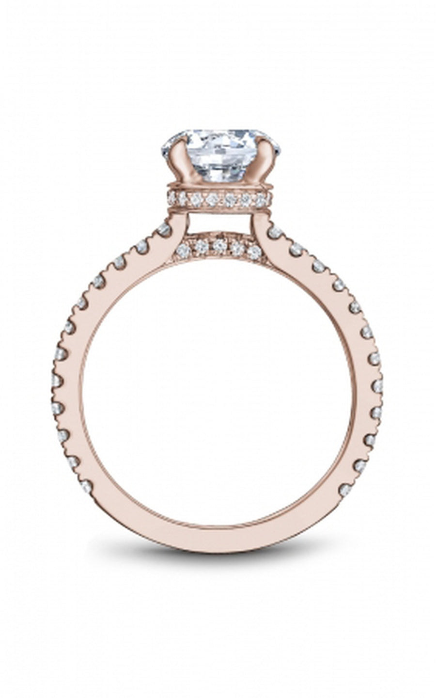 18K Rose Gold Sidestone Round Engagement Ring
