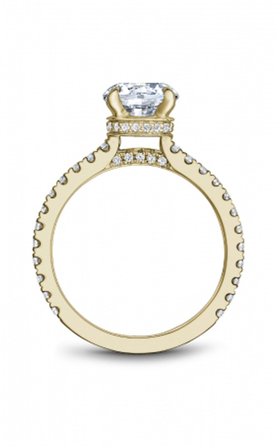 18K Yellow Gold Sidestone Round Engagement Ring