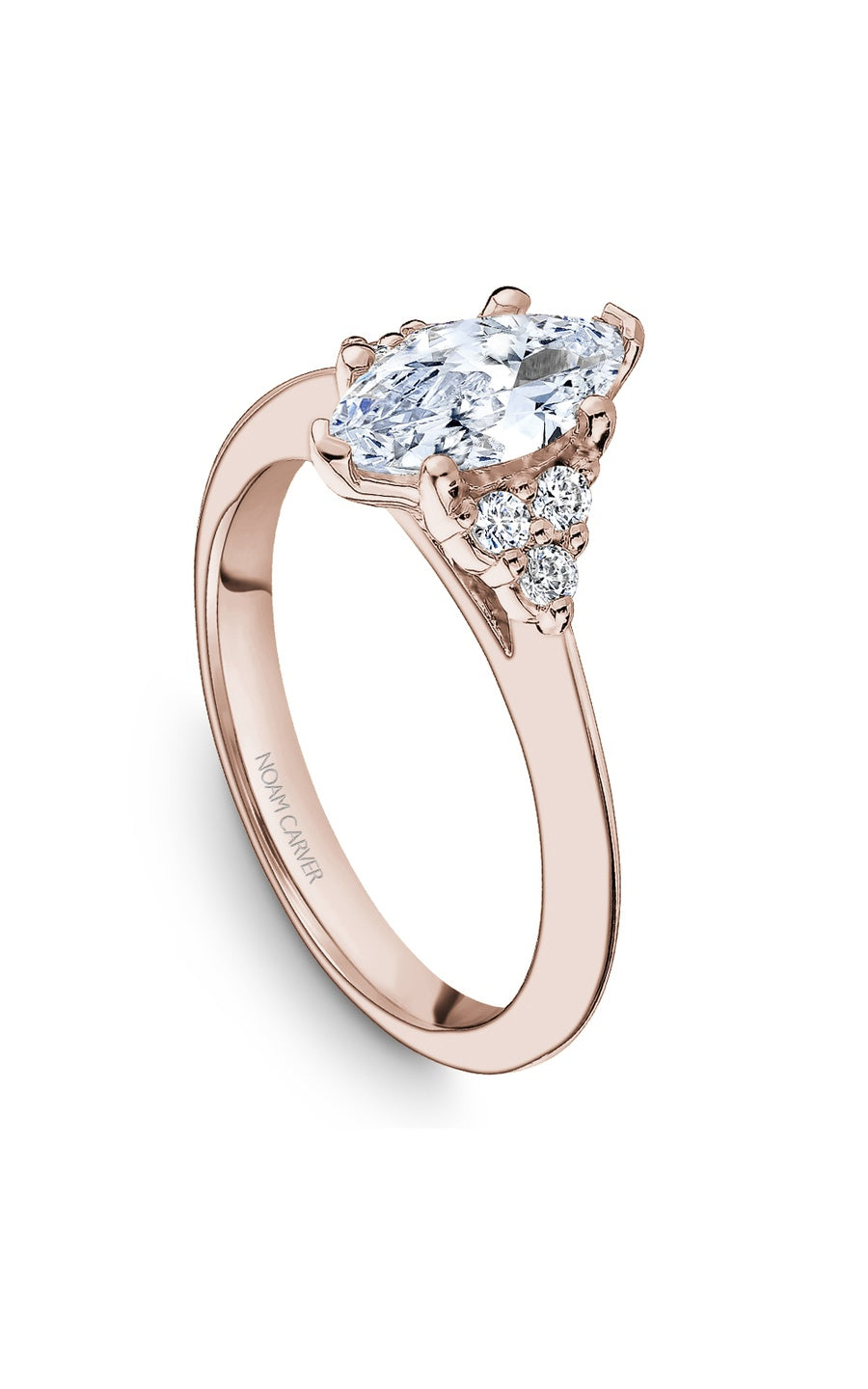 14K Rose Gold Sidestone Marquise Engagement Ring