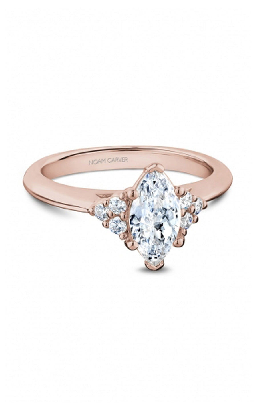 18K Rose Gold Sidestone Marquise Engagement Ring