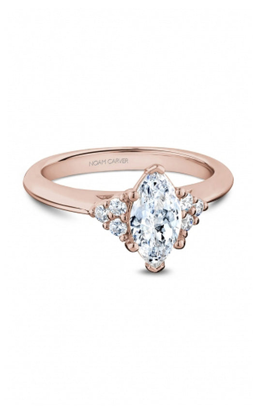 18K Rose Gold Sidestone Marquise Engagement Ring