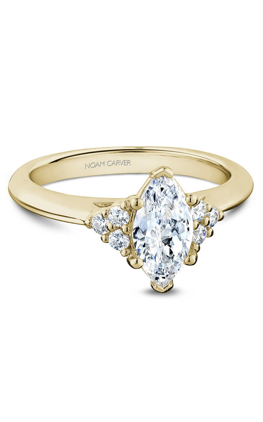14K Yellow Gold Sidestone Marquise Engagement Ring