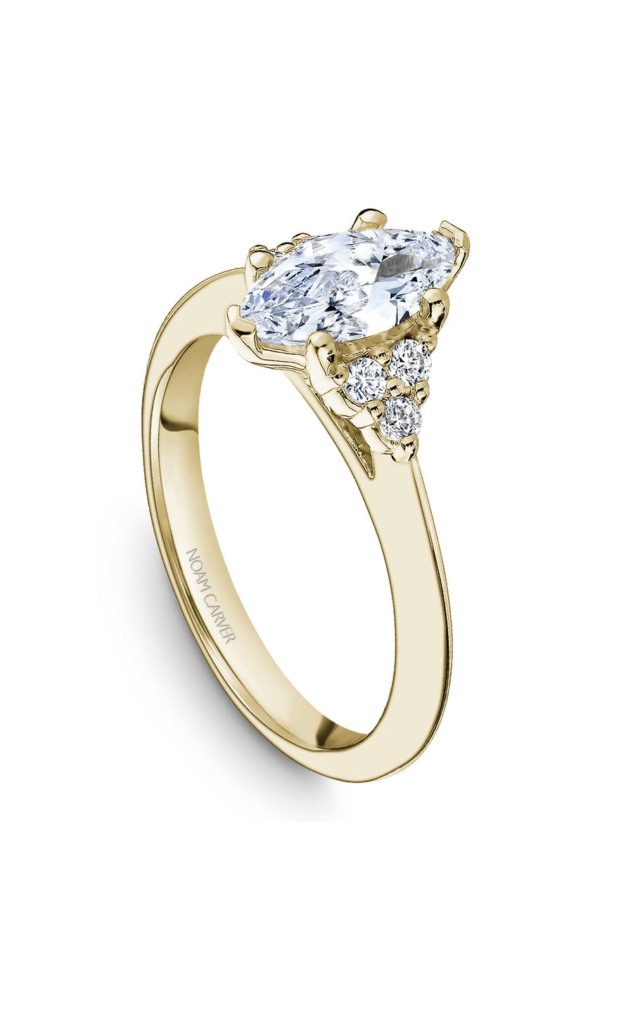 14K Yellow Gold Sidestone Marquise Engagement Ring