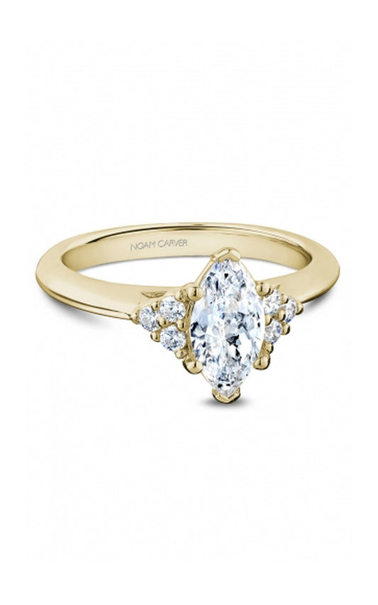 18K Yellow Gold Sidestone Marquise Engagement Ring
