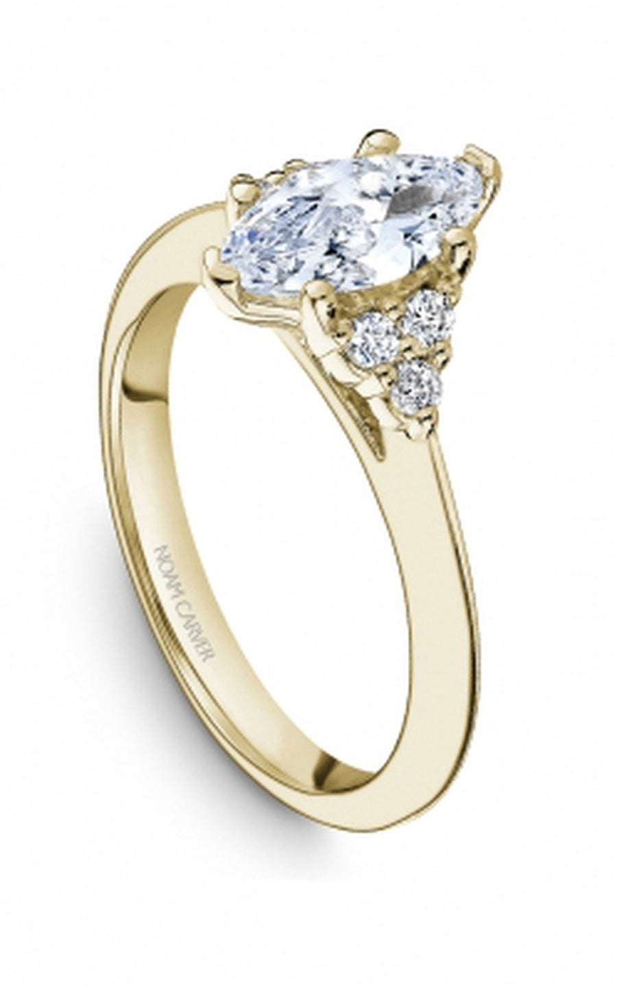 18K Yellow Gold Sidestone Marquise Engagement Ring