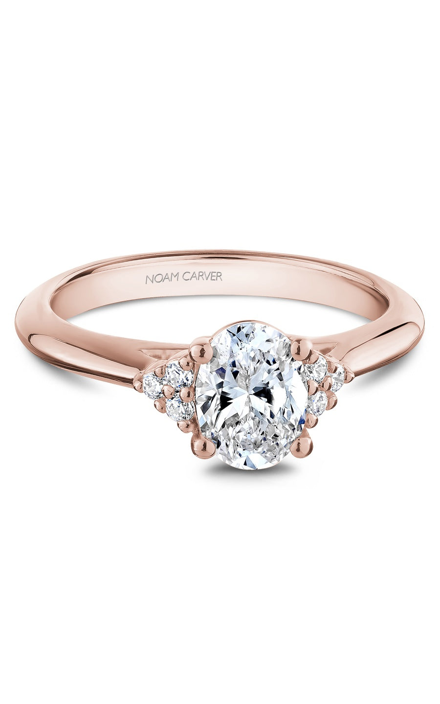 14K Rose Gold Sidestone Oval Engagement Ring