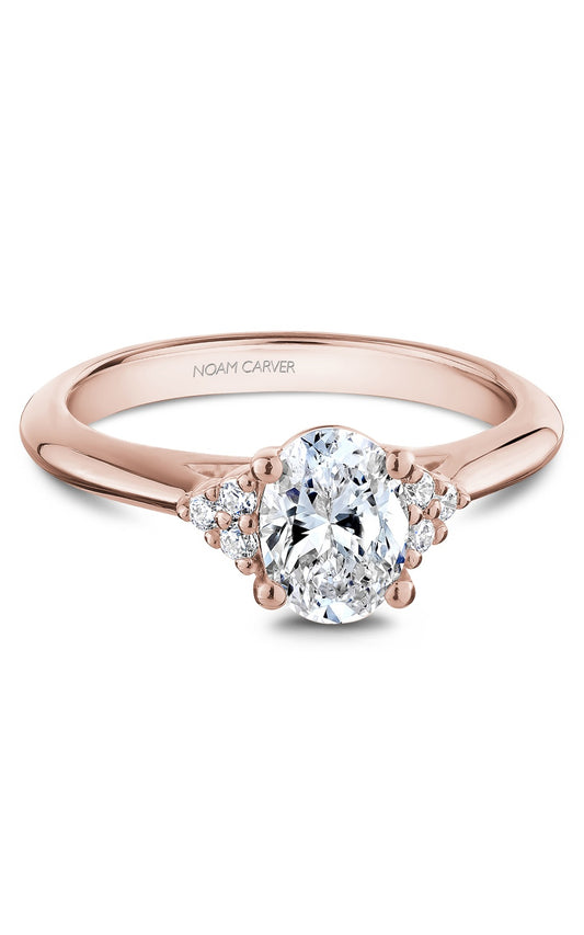 14K Rose Gold Sidestone Oval Engagement Ring