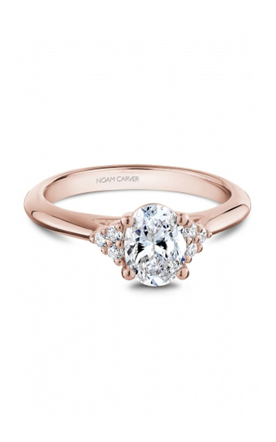 18K Rose Gold Sidestone Oval Engagement Ring