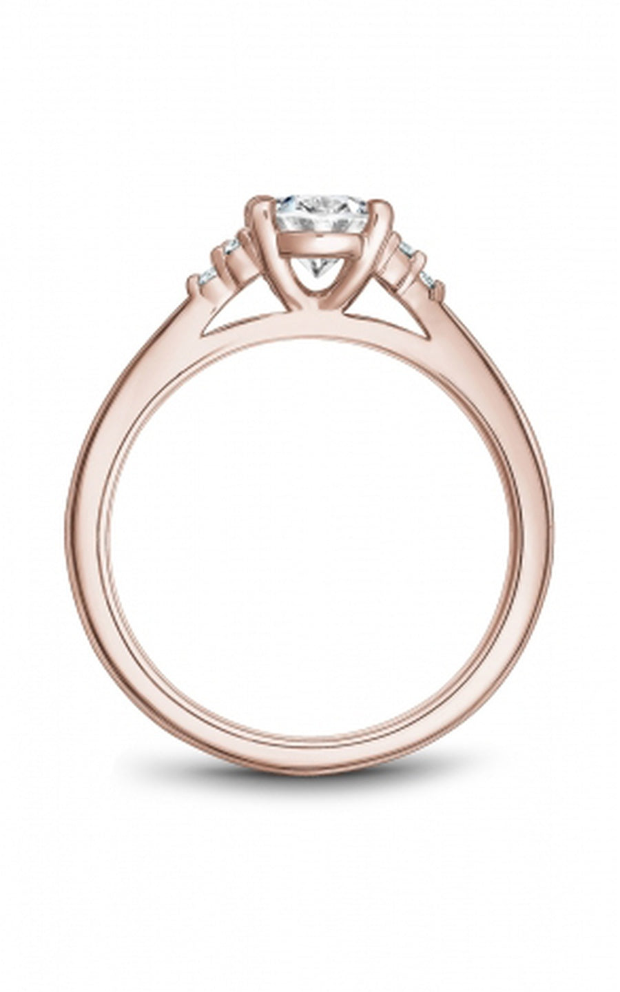 18K Rose Gold Sidestone Oval Engagement Ring