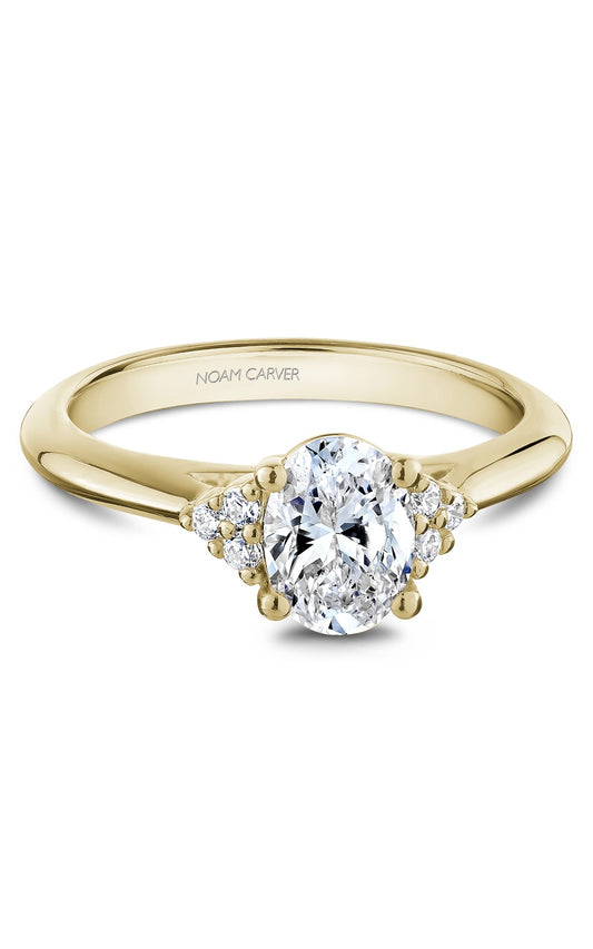 14K Yellow Gold Sidestone Oval Engagement Ring