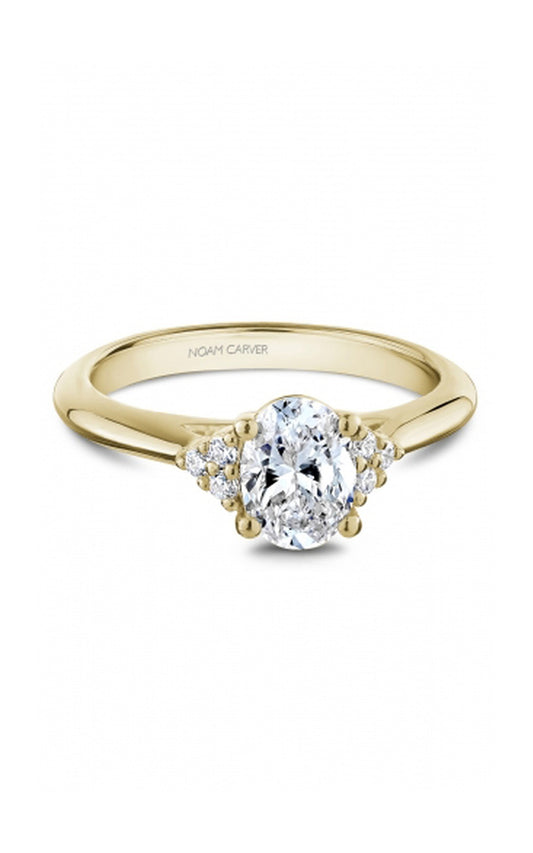 18K Yellow Gold Sidestone Oval Engagement Ring