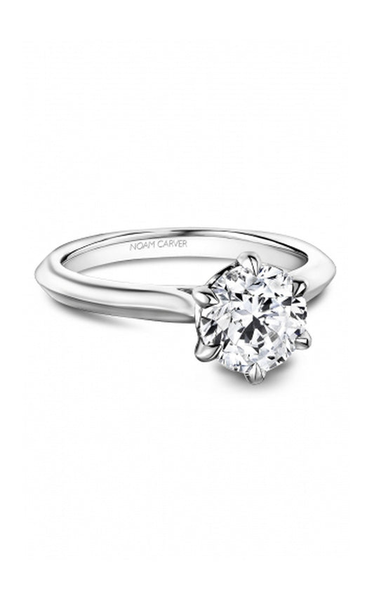18K White Gold Solitaire Round Engagement Ring