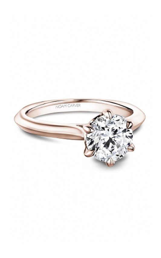 18K Rose Gold Solitaire Round Engagement Ring
