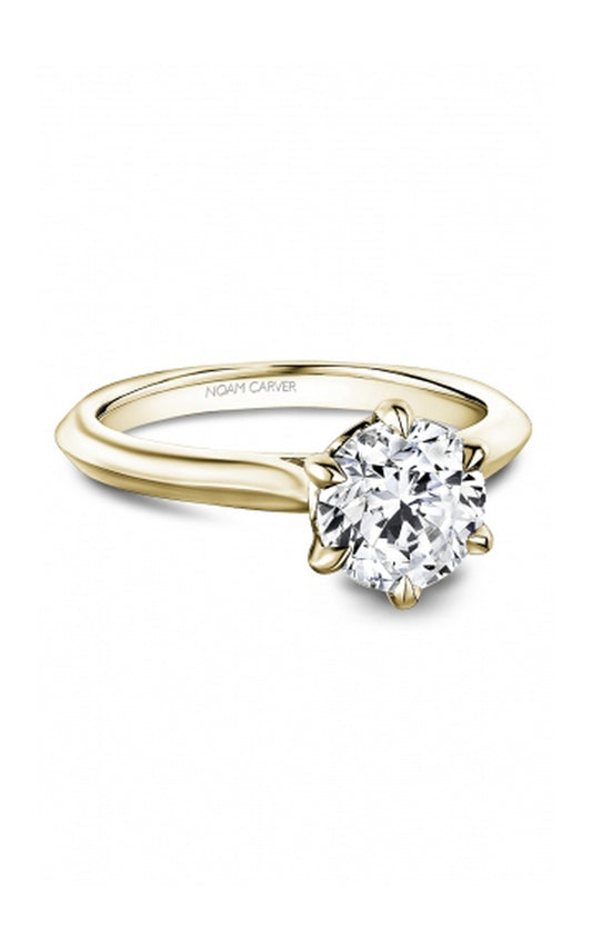 18K Yellow Gold Solitaire Round Engagement Ring