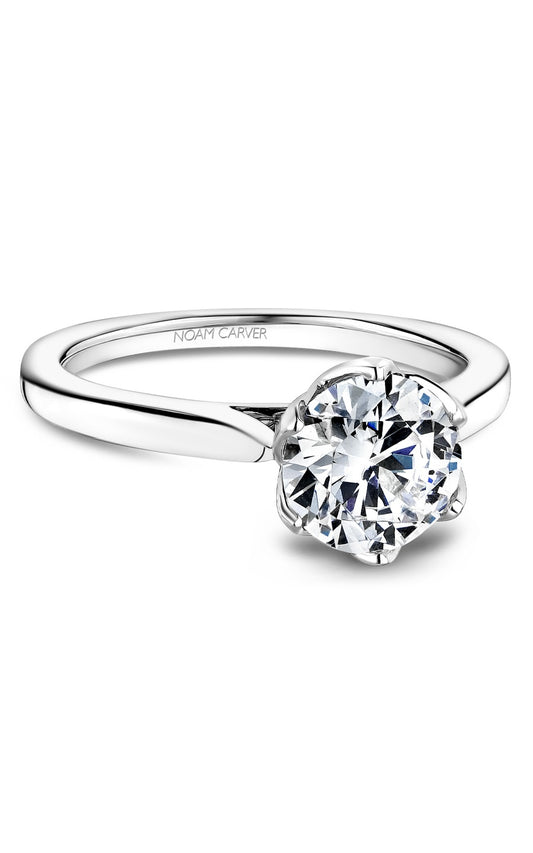 18K White Gold Solitaire Round Engagement Ring