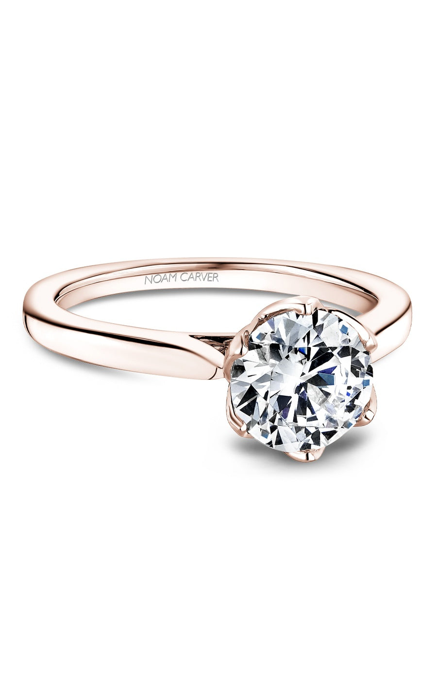 18K Rose Gold Solitaire Round Engagement Ring