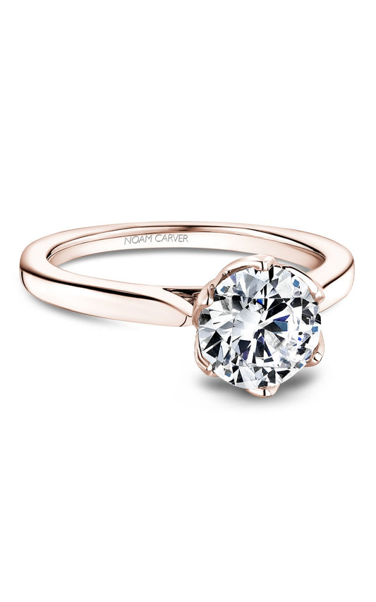 18K Rose Gold Solitaire Round Engagement Ring