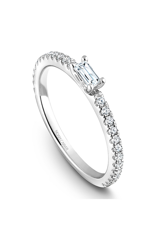 14K White Gold Stackables Baguette and Round Wedding Band