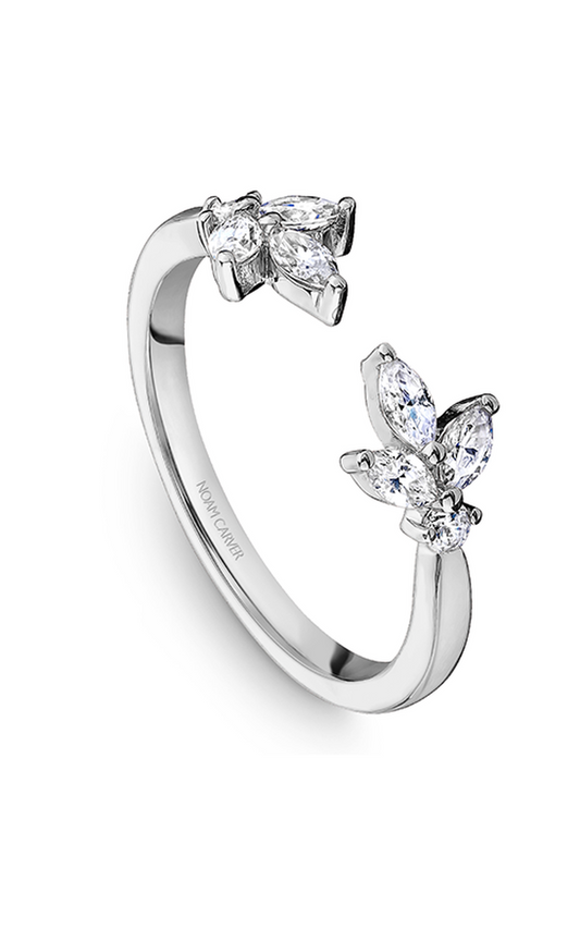 18K White Gold Stackables Marquise and Round Wedding Band