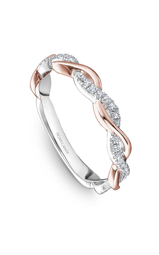 14K Rose Gold and 14K White Gold Stackables Round Wedding Band