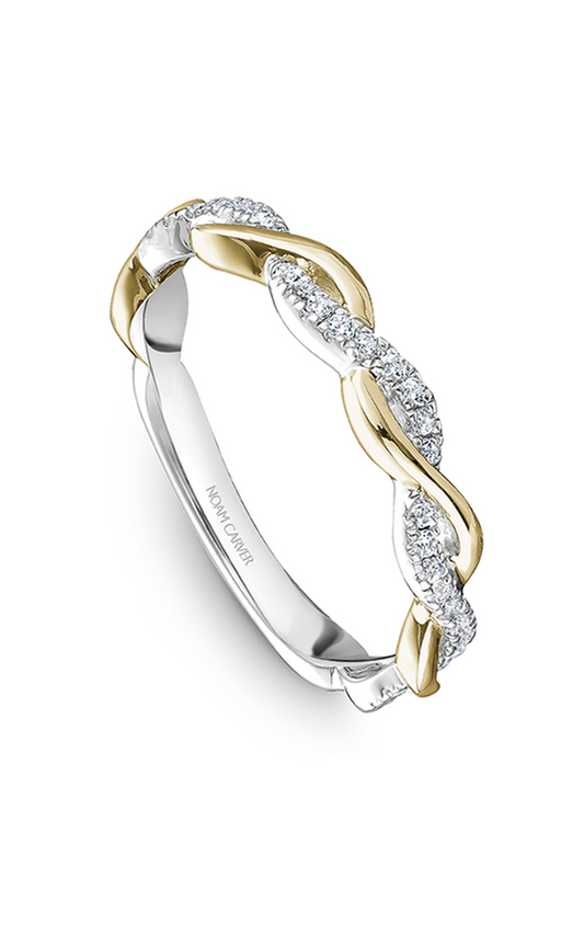 14K White Gold and 14K Yellow Gold Stackables Round Wedding Band