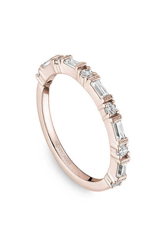 14K Rose Gold Stackables Baguette and Round Wedding Band