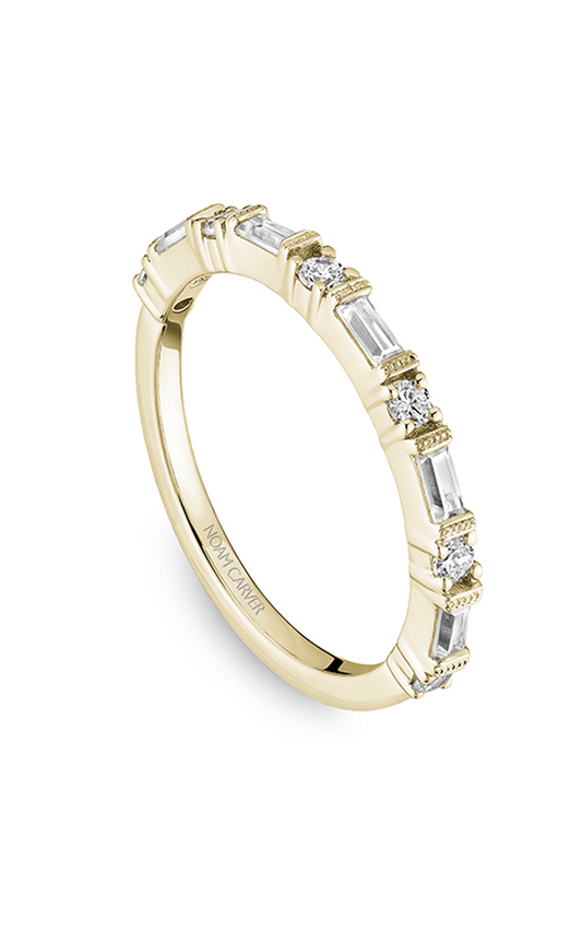14K Yellow Gold Stackables Baguette and Round Wedding Band