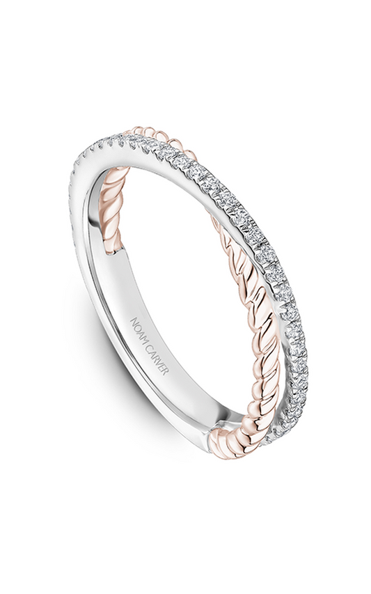 14K Rose Gold and 14K White Gold Stackables Round Wedding Band