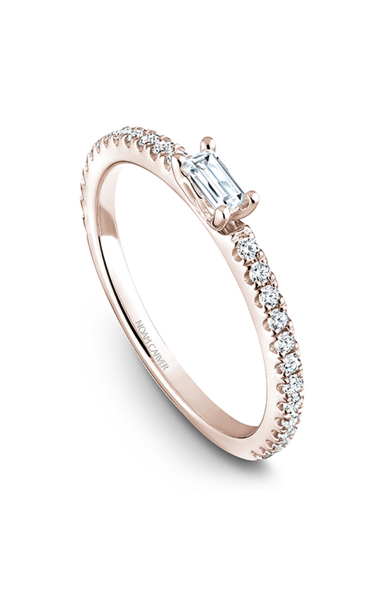 14K Rose Gold Stackables Baguette and Round Wedding Band
