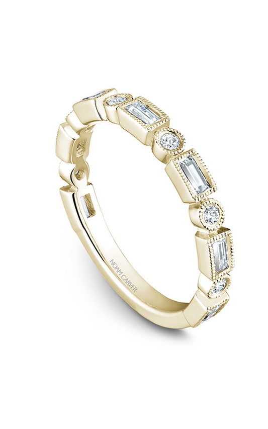 14K Yellow Gold Stackables Baguette and Round Wedding Band