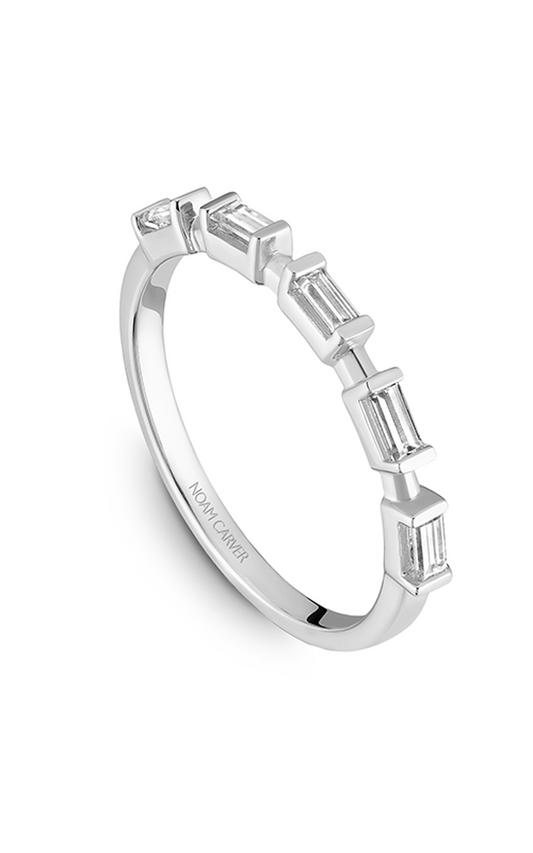 14K White Gold Stackables Baguette Wedding Band