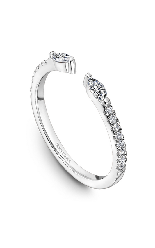 18K White Gold Stackables Marquise and Round Wedding Band