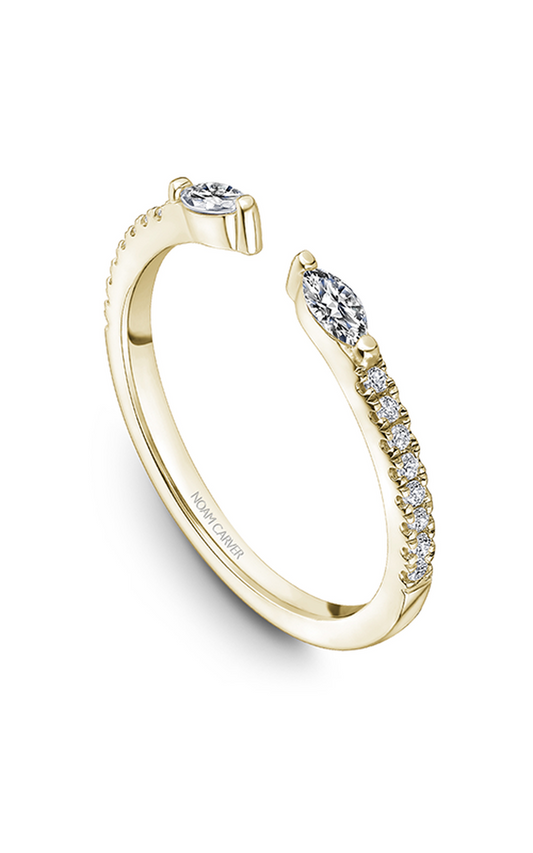18K Yellow Gold Stackables Marquise and Round Wedding Band