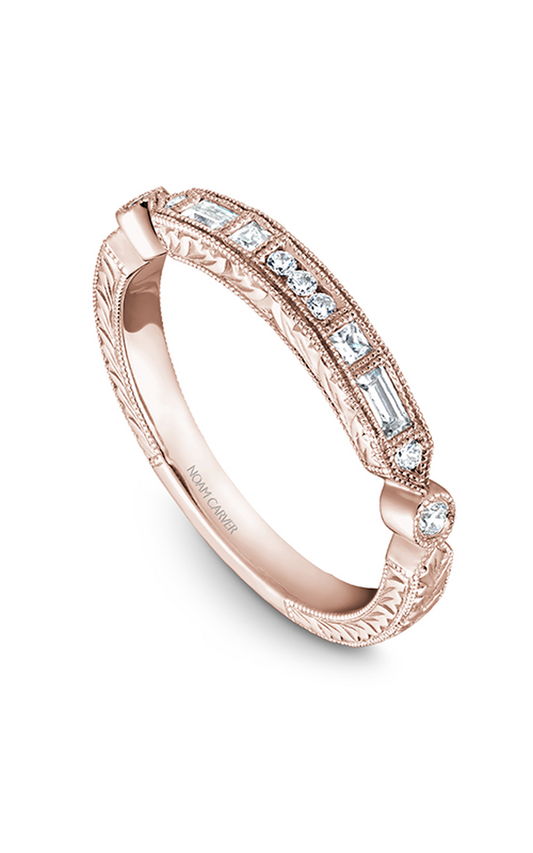 14K Rose Gold Stackables Baguette and Round Wedding Band