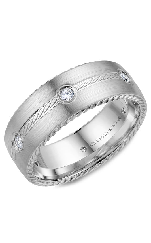 8 mm Diamond Gents Wedding Band