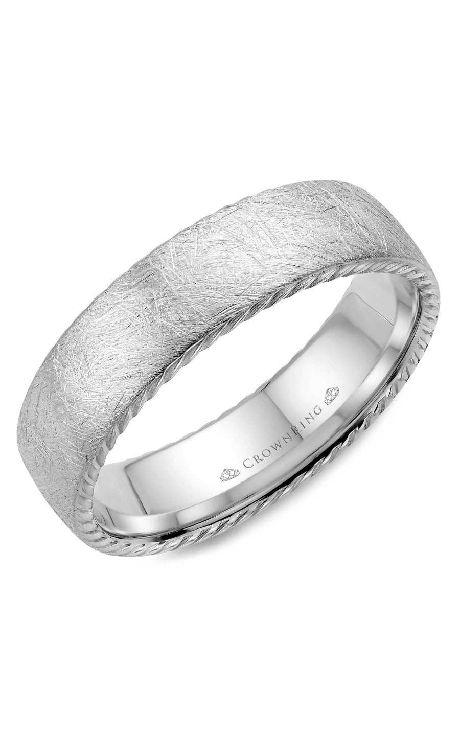 A 6.00mm Crownring Wedding Band in White Gold