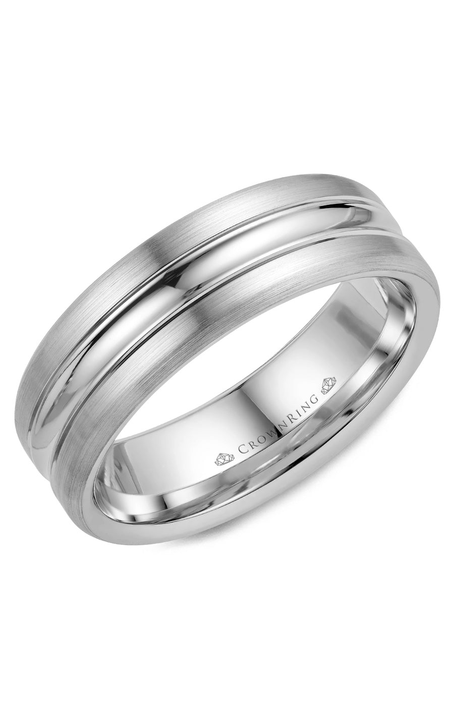 A 7.00mm Crownring Wedding Band in White Gold