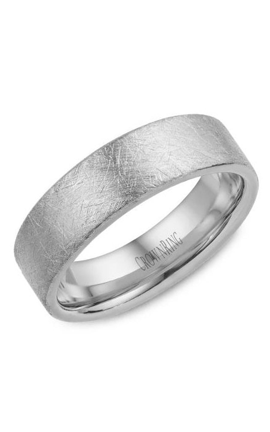 A 6.00mm Crownring Wedding Band in White Gold