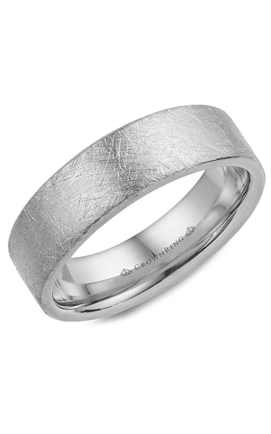 A 6.00mm Crownring Wedding Band in White Gold