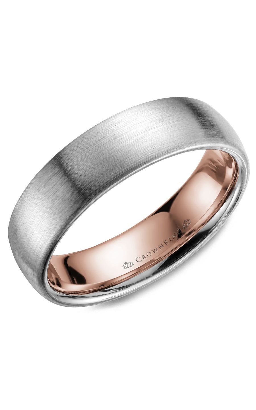 A 6.00mm Crownring Wedding Band in White Gold