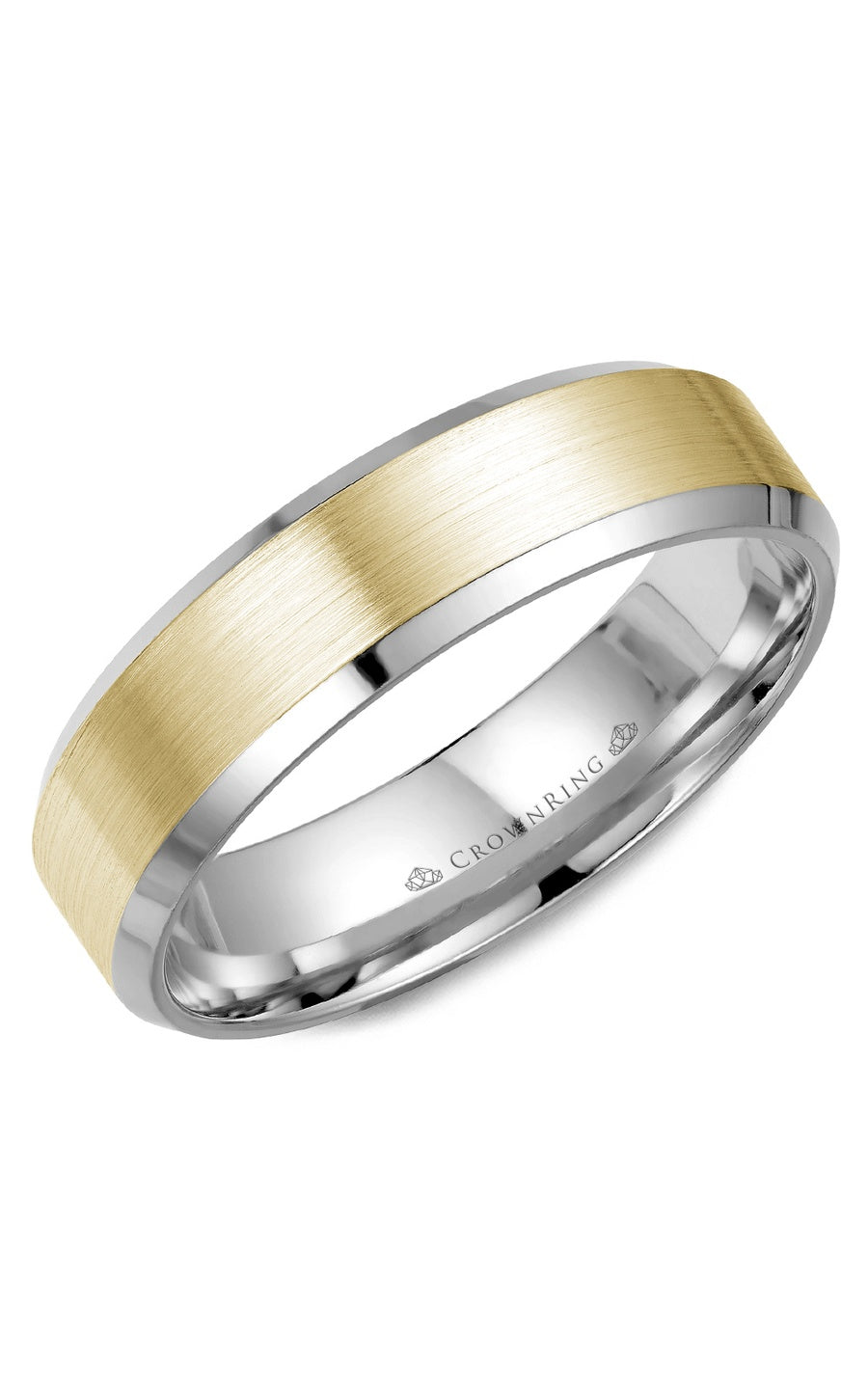 A 6.00mm Crownring Wedding Band in White Gold