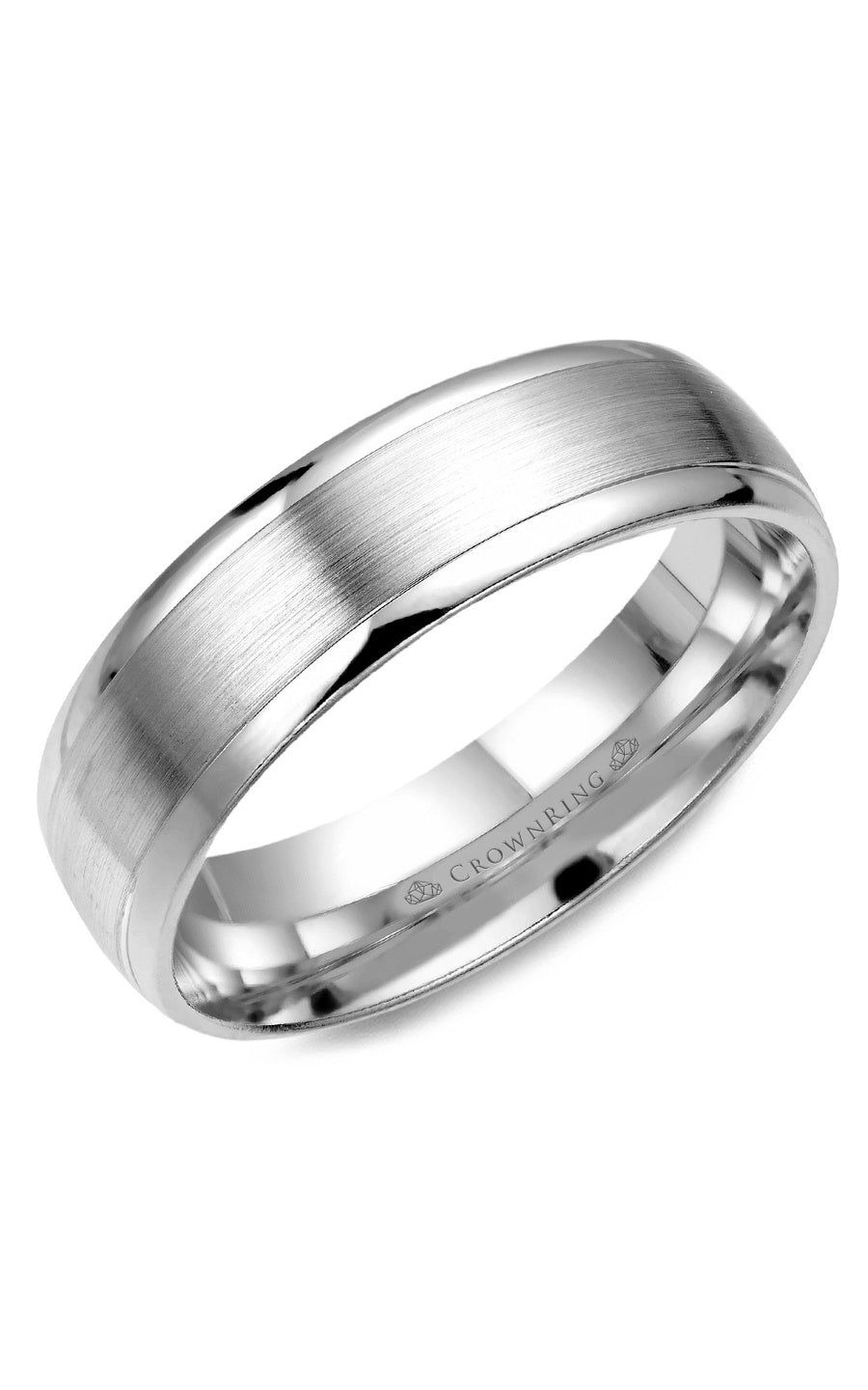 A 6.00mm Crownring Wedding Band in White Gold