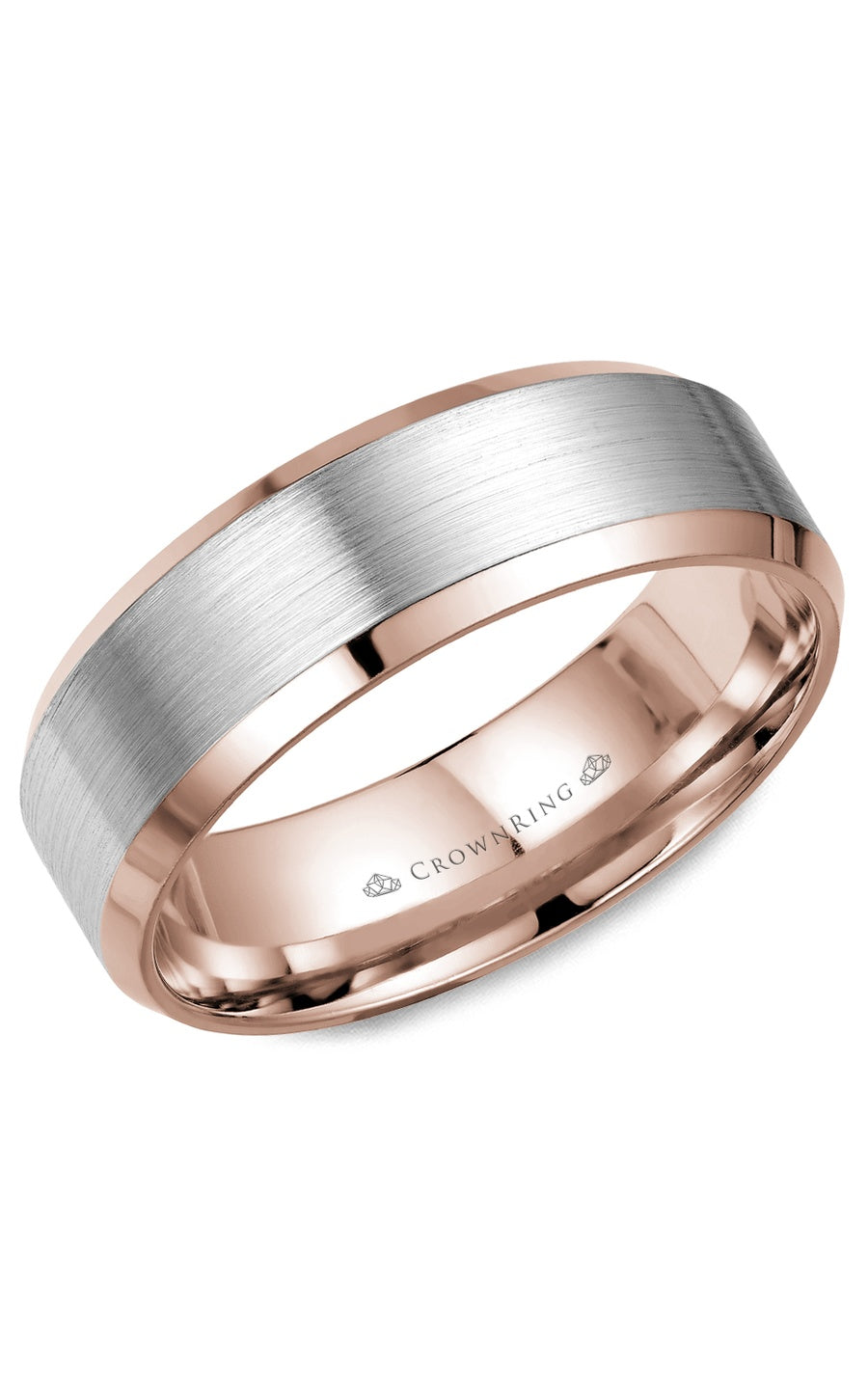 A 7.00mm Crownring Wedding Band in White Gold