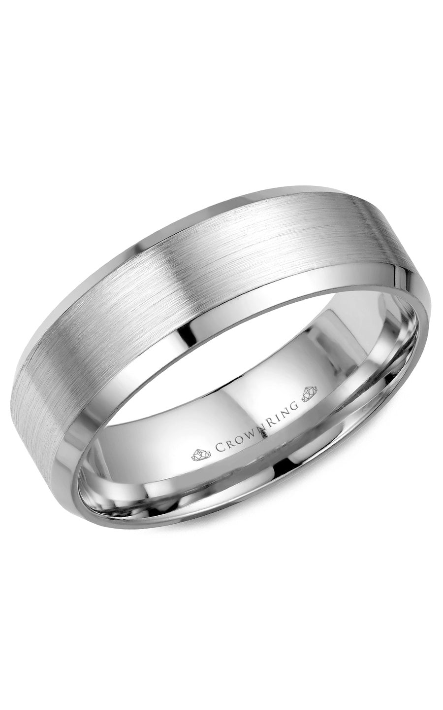 A 7.00mm Crownring Wedding Band in White Gold